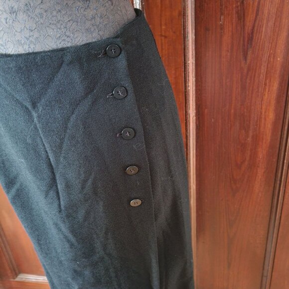 Vintage Chaus Black Wool Button-Accent Long Skirt For Women Size 10 - Picture 2 of 6